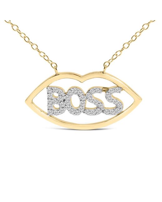 Haus of Brilliance Metallic 14K Plated 1/4 Cttw Diamond "Boss" Pendant Necklace