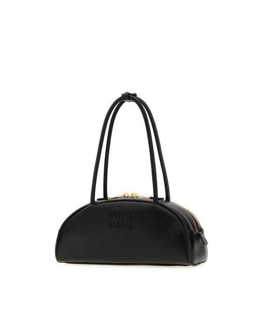 Miu Miu Black Leather Beau Shoulder Bag Nero Borse A Mano