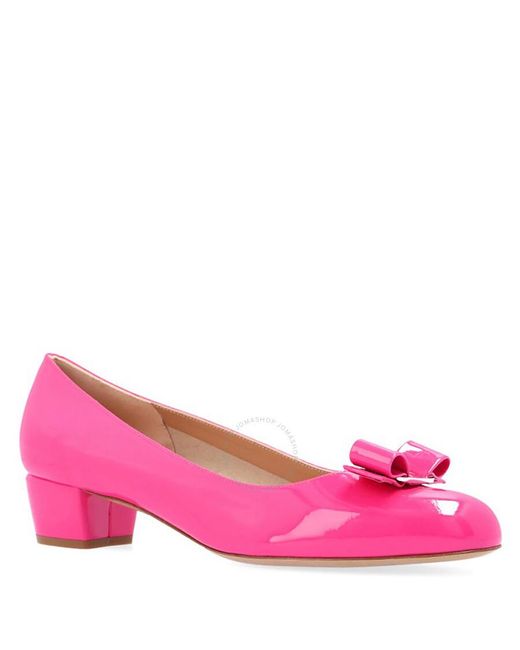 Ferragamo Pink Salvatore Hot Vara Bow Pump Shoe