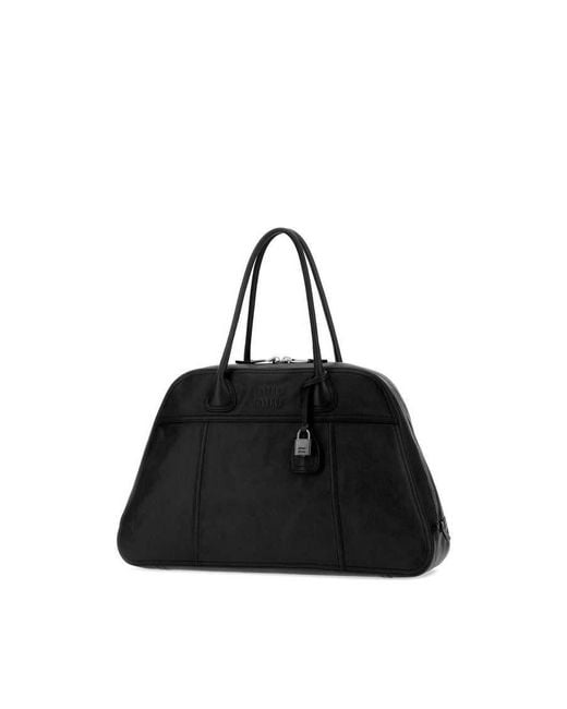 Miu Miu Black Vitello Leather Shoulder Bag