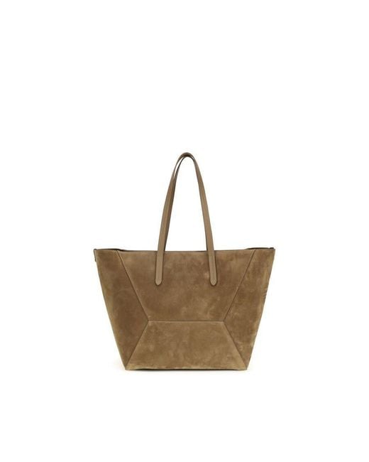 Brunello Cucinelli Brown Calf Suede Tote Bag