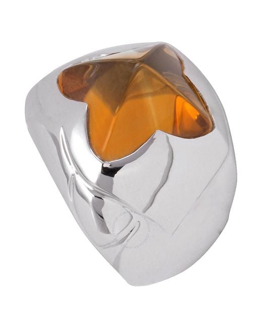 BVLGARI Orange White Gold Piramide Citrine Cocktail Ring