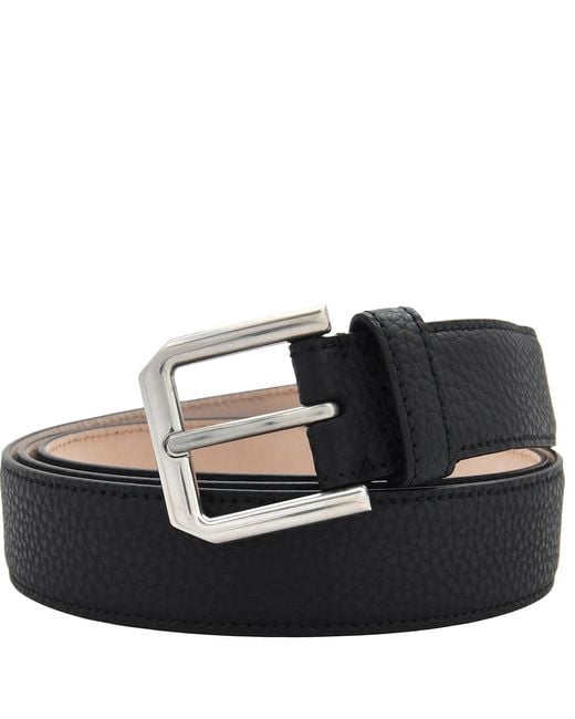 Bally Black Square Vanadium Leather Belt, Cm for men