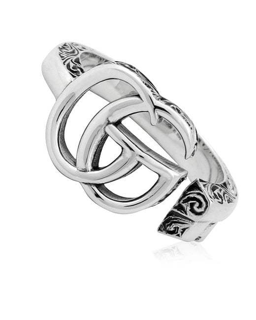 Gucci Metallic Aged Double G Marmont Ring