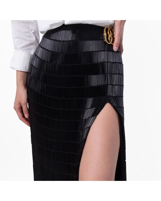 Bally Black Elegant Glass Beaded Silk Skirt, Brand Size 40 Us Size 4