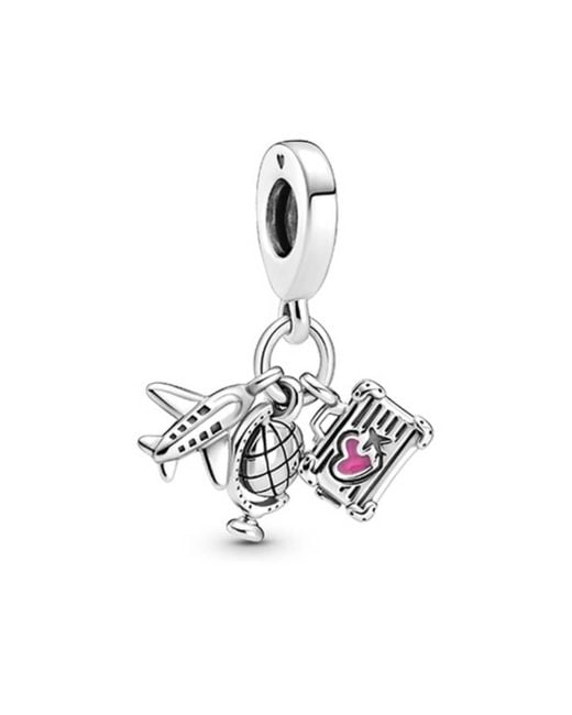Pandora Metallic Airplane, Globe & Suitcase Dangle Charm
