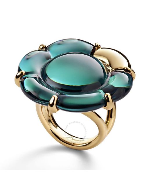 Baccarat Blue 's B Flower Vermeil Green Crystal Ring 2807623