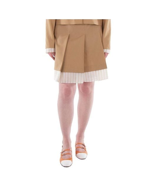 Marni Natural Panelled Pleated Mini Skirt