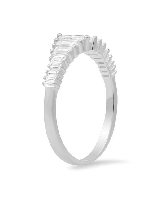 Kylie Harper White Sterling Art Deco Baguette-Cut Cz Ring