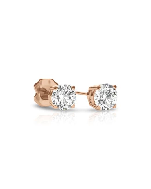 Tresorra Metallic 14K Rose Round Cut Earth Mined Diamond Stud Earrings