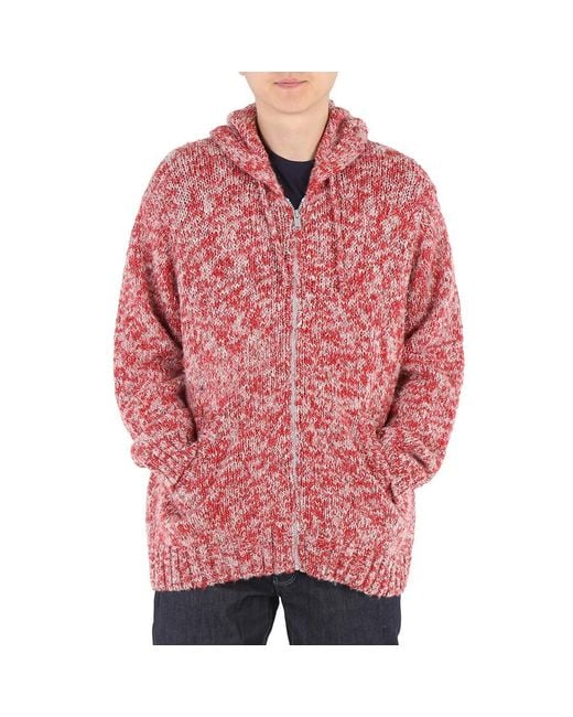 Undercover Red Melange-effect Knitted Hoodie for men