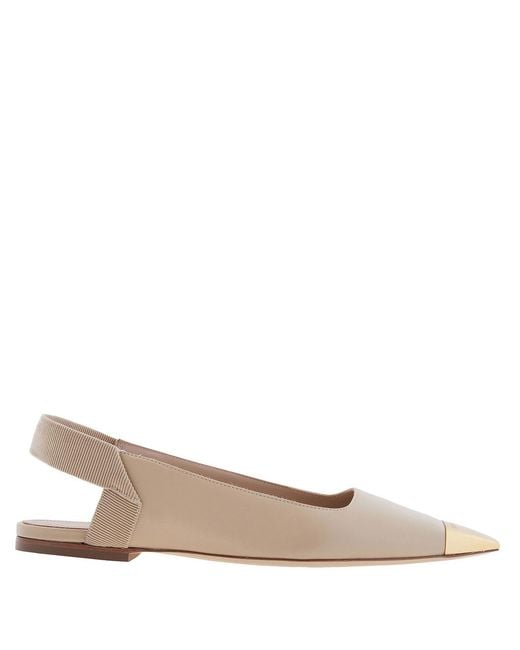 Ferragamo Natural Ferragamo Alhena Nappa Slingback Flats