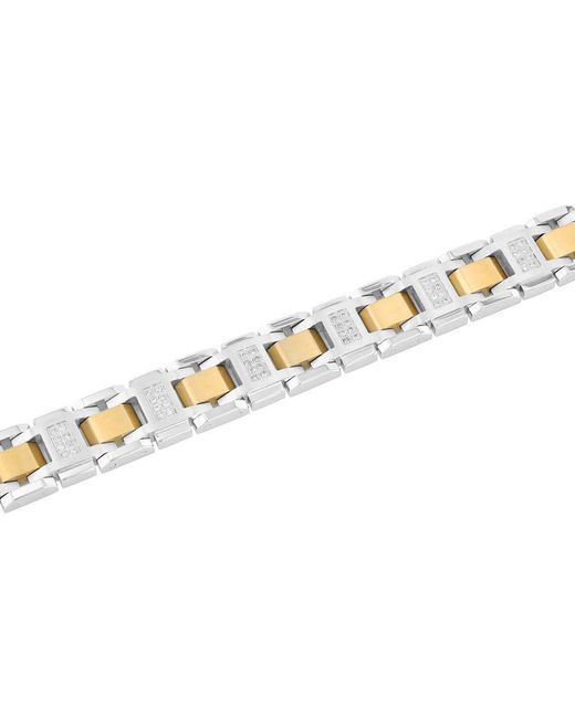 Robert Alton Metallic 3/4Ctw Diamond Stainless Steel With Two-Tone Finish Link Bracelet for men