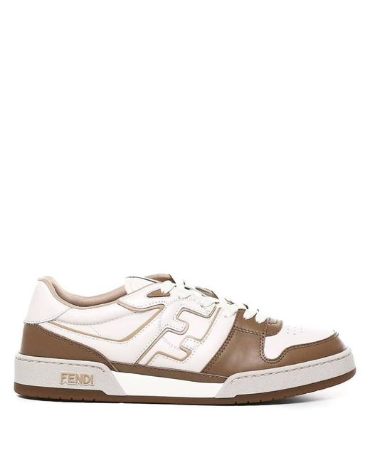 Fendi White Leather Low-Top Match Sneakers, Brand Size 8.5 Us for men