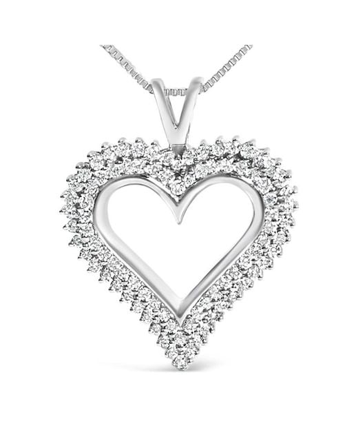 Haus of Brilliance Metallic 925 Sterling 1.00 Cttw Lab-Grown Diamond Open Heart Pendant Necklace- 18" Inches