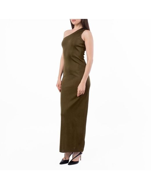 Saint Laurent Green One-Shoulder Maxi Dress