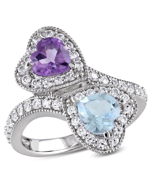 Amour Blue Amethyst, Topaz And Created Sapphire Heart Twist Ring