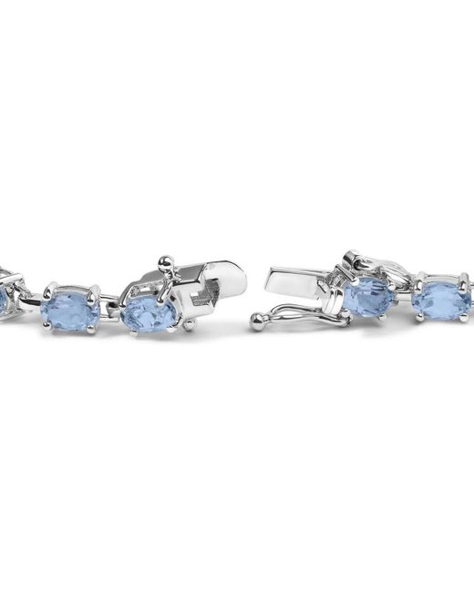 Haus of Brilliance Metallic 925 Sterling 11.0 Cttw Oval Shaped Created Light Topaz Link Bracelet