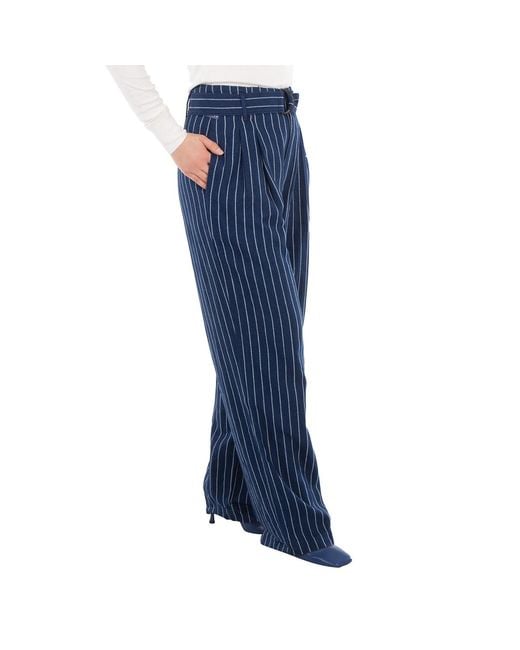 Polo Ralph Lauren Blue Pinstripe Wide-Leg Pants