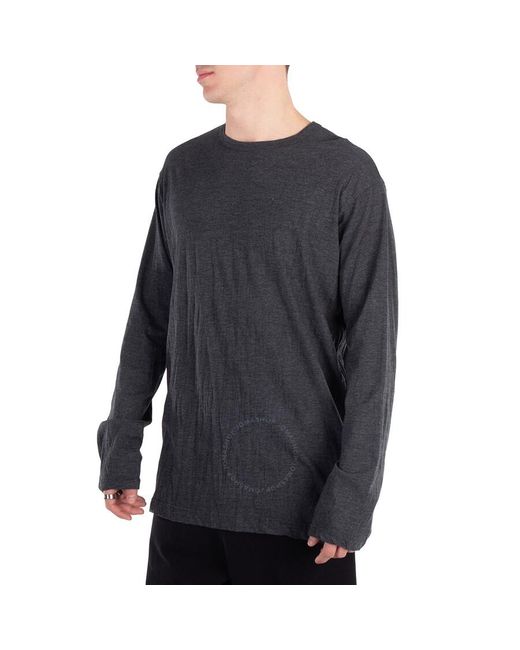 Yohji Yamamoto Blue Vertical Wrinkled Long Sleeve T, Brand Size 3 for men