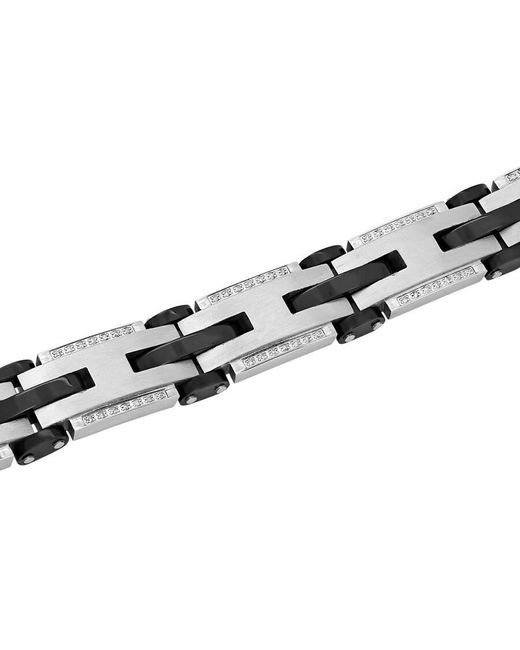 Robert Alton Metallic 1/2 Ctw Stainless Steel Diamond With Finish Link Bracelet for men