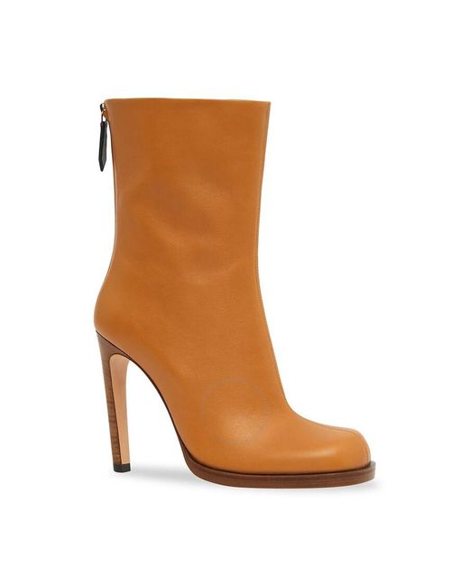 Burberry Brown Ochre Square-toe Ankle Leather Boots