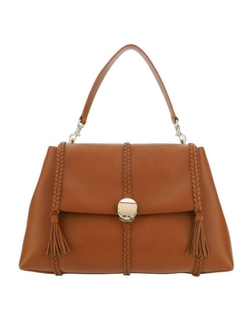 Chloé Grained Bull Leather Large Penelope Shoulder Bag in Brown | Lyst
