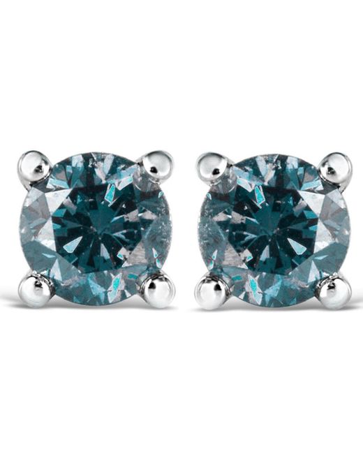 Haus of Brilliance Blue 14K 1/2 Cttw Round Brilliant Cut Lab Grown Diamond 4-Prong Classic Solitaire Stud Earrings Color, Vvs2-Vs1 Clarity)