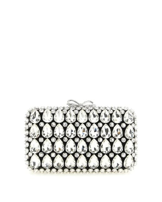 Self-Portrait Black Self-Portrait Crystal-Embellished Clutch Ivory