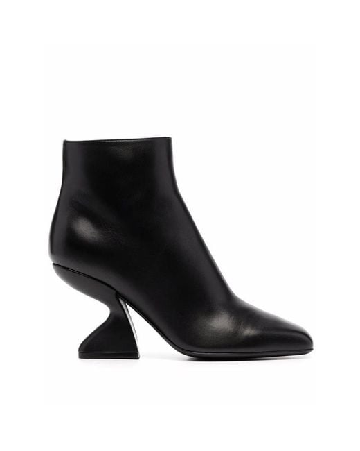 Ferragamo Black Sculpted High-Heel Ankle Boots