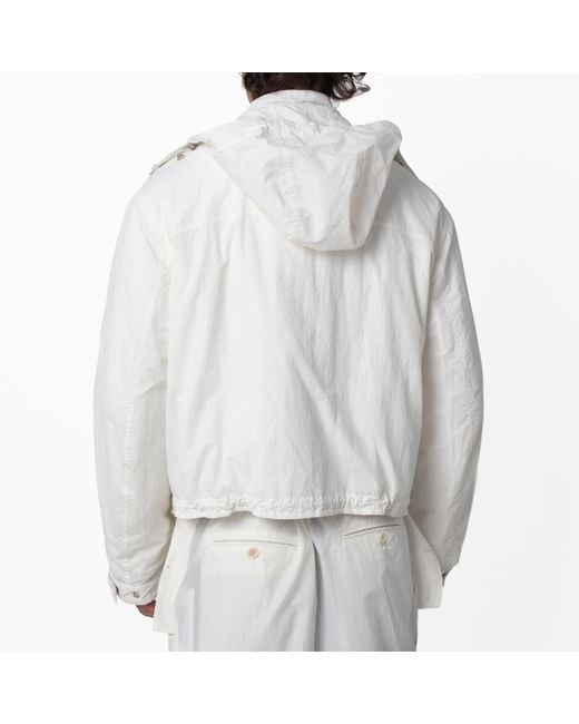 Ferragamo White Technical Nylon Utility Jacket, Brand Size 48 Us for men