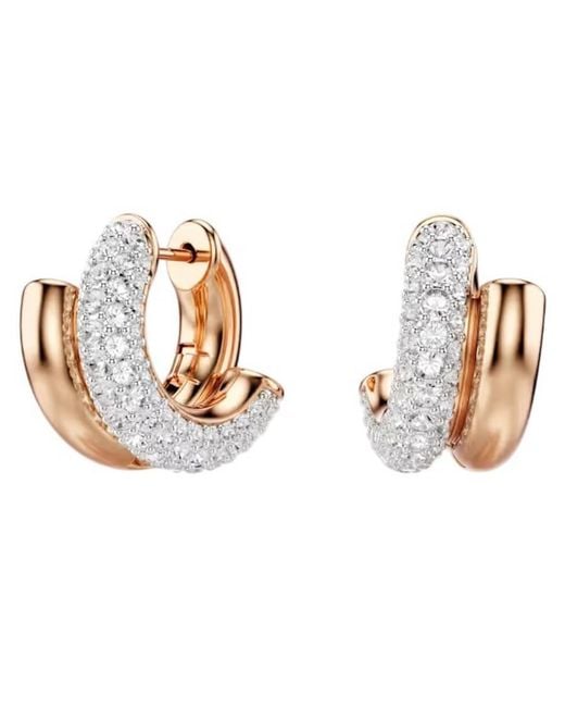 Swarovski Metallic Dextera Rose-Tone Plated Hoop Earrings