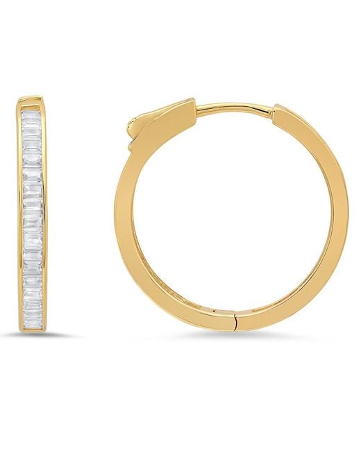 Kylie Harper Metallic 14K Over 25Mm Diamond Lock Baguette-Cut Cz Hoop Earrings