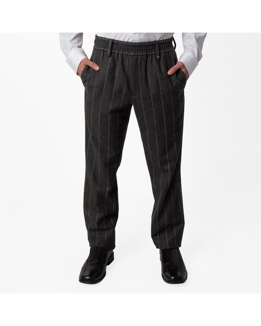 Burberry Gray Pinstriped Wool Tailored Trousers, Brand Size 52 Waist for men