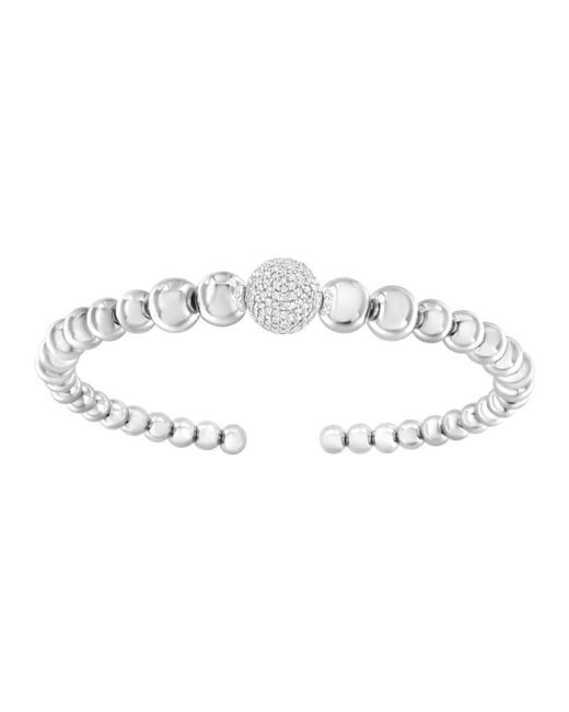Haus of Brilliance Metallic Sterling 1/6 Carat Tdw Diamond Ball Bead Cuff Bangle Bracelet (I-J, I2-I3)