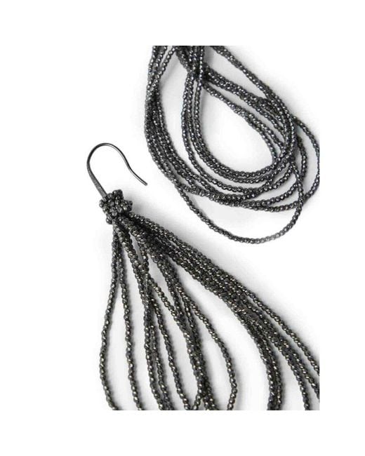 Brunello Cucinelli Black Gunmetal Multi-Strand Drop Earrings