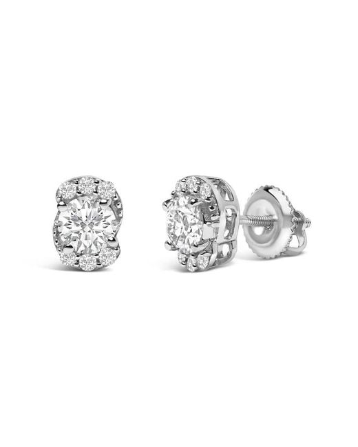 Haus of Brilliance Metallic Sterling 5/8 Cttw Lab Grown Diamond Oval Cluster Stud Earrings