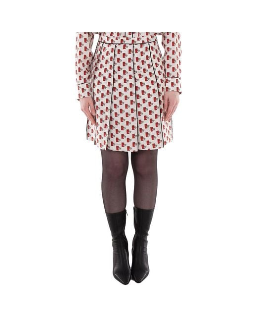 Burberry Pink Postbox Pleated Silk Skirt, Brand Size 4 (Us
