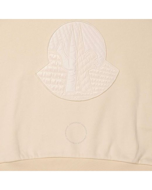 Moncler Natural Girls Cream Long Sleeve Logo Patch Cotton Sweatshirt