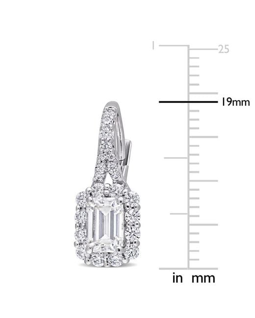 Amour Metallic 1 5/8 Ct Dew Created Moissanite Halo Leverback Earrings