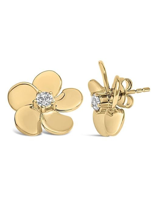 Haus of Brilliance Metallic 10K 1/3 Cttw Lab Grown Diamond Flower Petal Stud Earrings