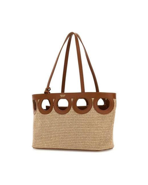 Ferragamo Brown Raffia Shopping Bag