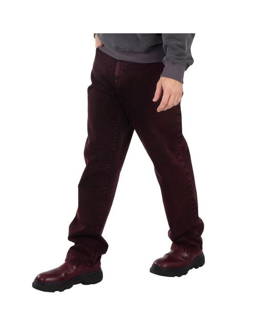 VTMNTS Red Bordeaux Acid Wash Jeans, Waist for men