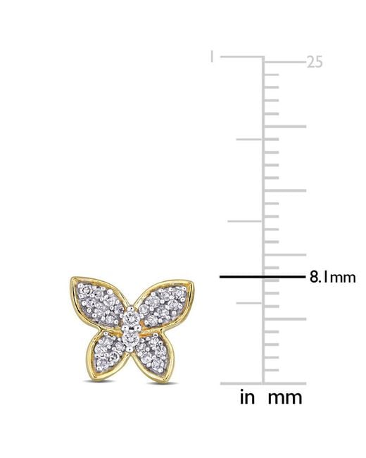 Amour Metallic 1/5 Ct Tw Diamond Butterfly Stud Earrings