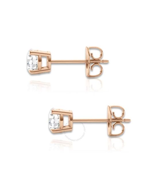 Tresorra Metallic 14k Rose Gold Round Cut Earth Mined Diamond Stud Earrings