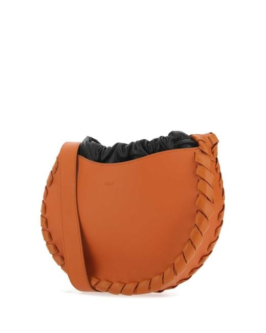 Chloé Orange Chlo Dark Leather Small Mate Crossbody Bag