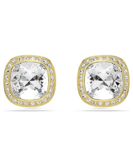 Swarovski Metallic Una Angelic Stud Earrings, Cushion Cut, 18K Finish