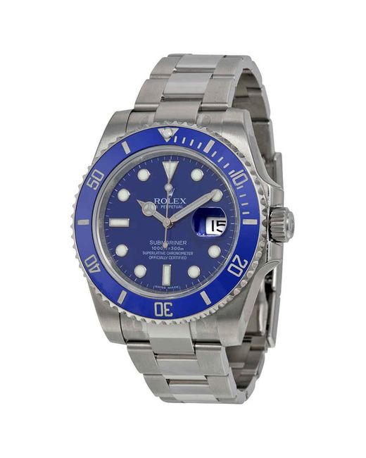 Rolex Submariner Date Blue Dial 18k White Gold Oyster Bracelet Automatic Watch 116619blso for men