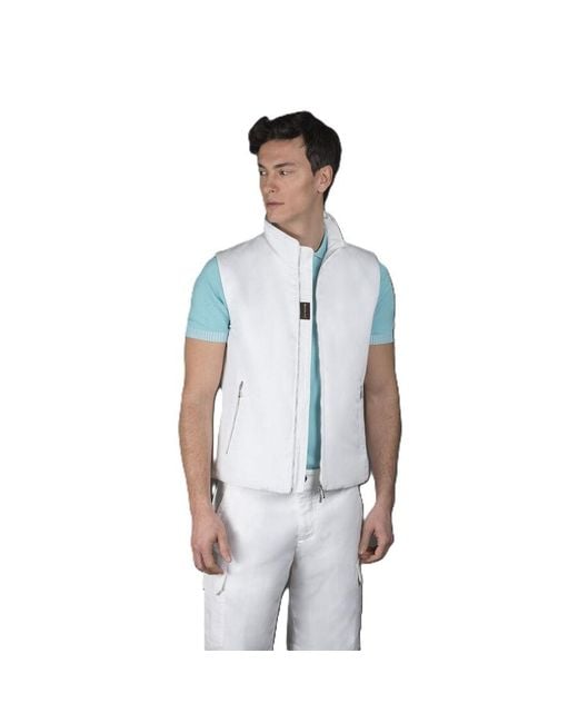 Moorer Blue Sleeveless Zip-Up Vest for men