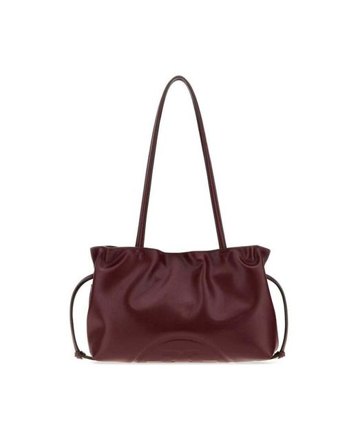 Tory Burch Purple Burgundy Synthetic Leather Small Ella Shoulder Bag Bordeaux Borse A Mano